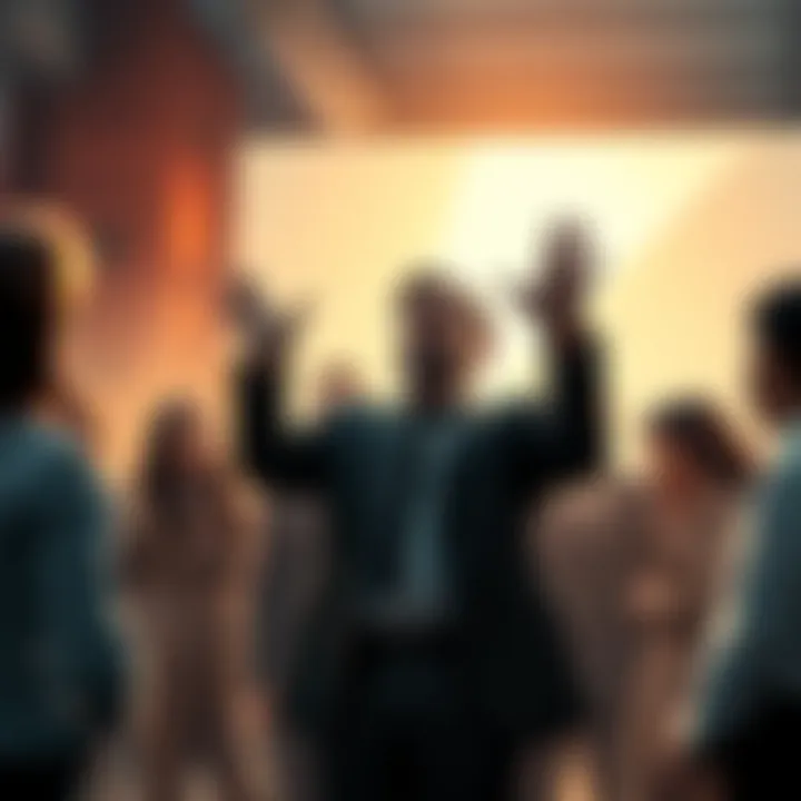 Dug confidently claims Greyscale is the industry leader, surrounded by attentive people discussing the implications.