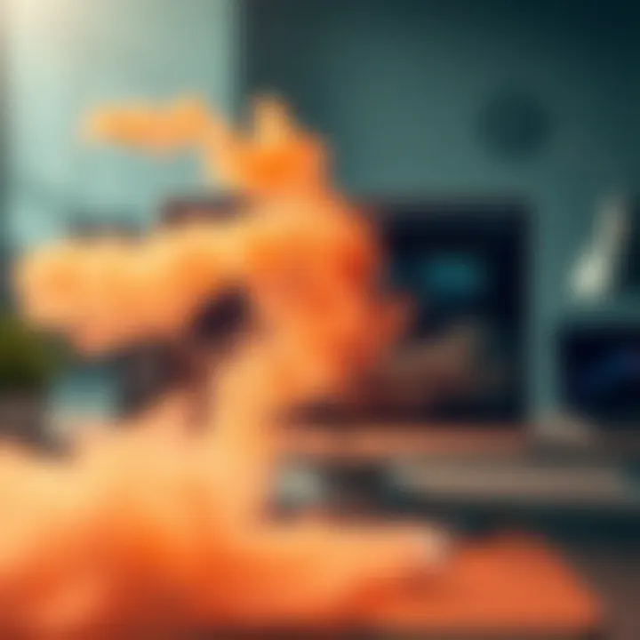 A computer screen displaying realistic dust particles in motion, showcasing fluid movement and bokeh effects in graphics programming.