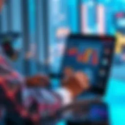 A person using a laptop to create interactive charts and graphs for reports