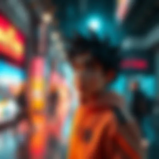 A vibrant character transitions through nine scenes in a creative video