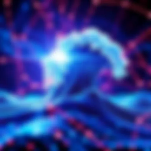 Illustration showing wave-like movements within a neural network, representing echo reasoning in language models.