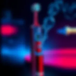 A high-tech toothbrush from Dyson featuring a small camera and mouthwash dispenser, designed for automatic flossing