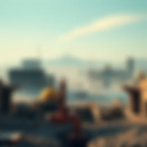 A desolate cityscape resembling a 'Mad Max' future, featuring crumbling structures and signs of decay, symbolizing the potential impact of AI on society.