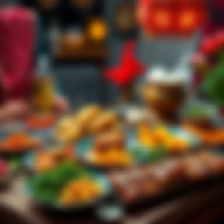 Eastern European Food Scene A vibrant display of traditional Eastern European dishes and an elder person enjoying the meal, showcasing cultural richness.