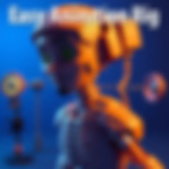 A character model with a simple rig, showing bones and controls for easy animation.