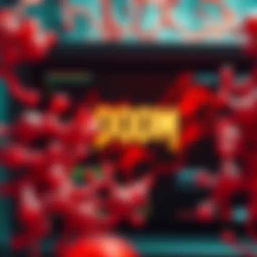 A close-up of E. coli bacteria represented in a digital environment, playing the video game Doom on a screen, with game graphics visible, illustrating the intersection of biology and technology.