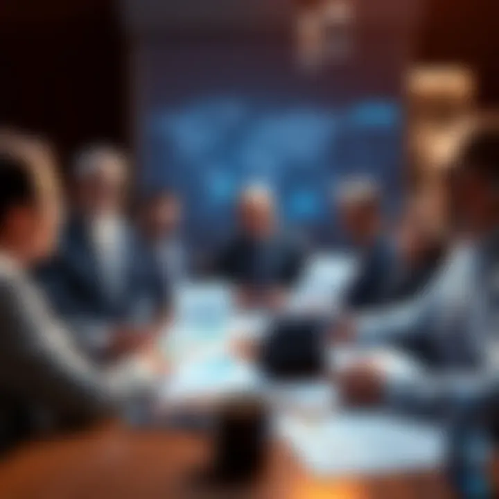 A group of economists and Nobel laureates holding a discussion about the impact of AI on jobs, with charts and graphs on the table.