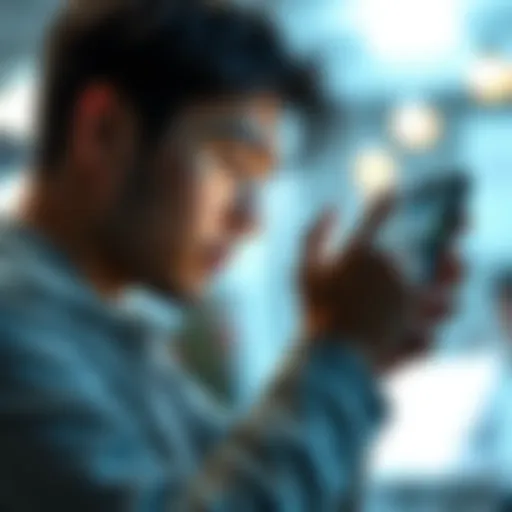 Editing Messages A person looks thoughtfully at their smartphone screen, contemplating editing a text message.