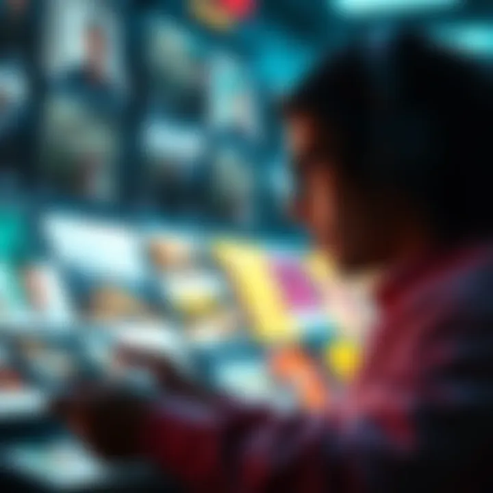 A person selecting quality images and planning workflows for material creation.