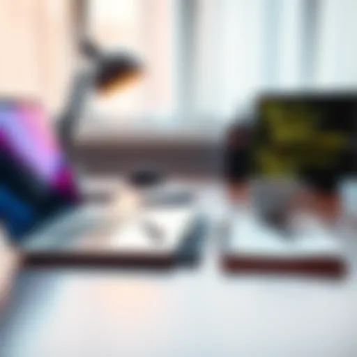A desk with a laptop, notebook, and coffee cup, illustrating productivity in writing and coding tasks.