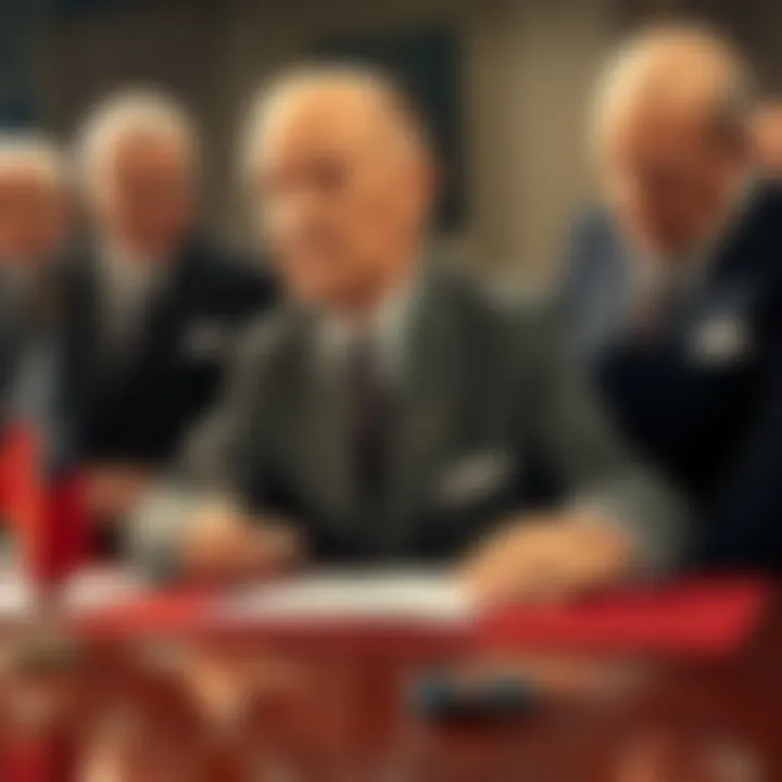 Dwight D. Eisenhower signing the Greada Treaty with diplomats