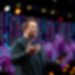 Elon Musk speaking on stage about AI and technology