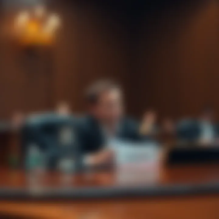 Elon Musk sitting at a courtroom table during a legal hearing about OpenAI