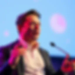 Elon Musk speaking at a tech conference about his latest project