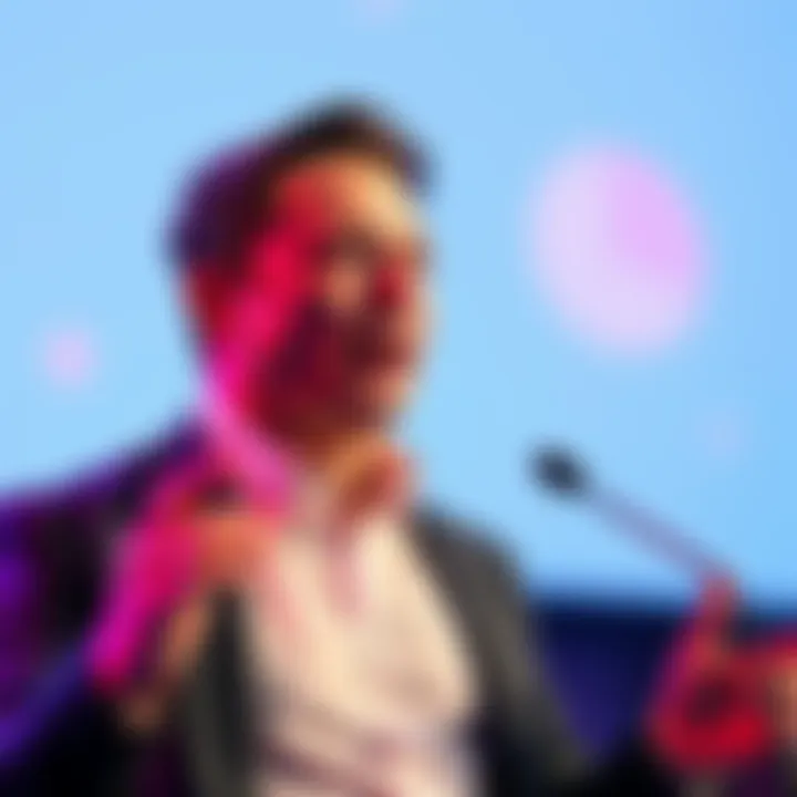 Elon Musk speaking at a tech conference about his latest project