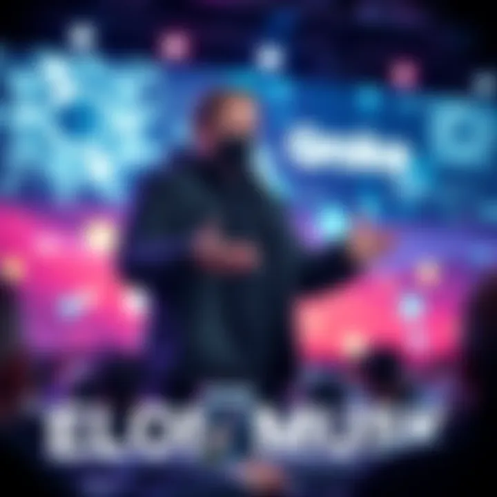 Elon Musk presenting Grok Imagine AI tool during a tech event