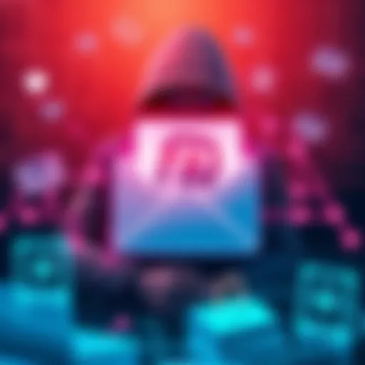 Graphic showing a hacker accessing an FBI Director's email with cyber symbols around