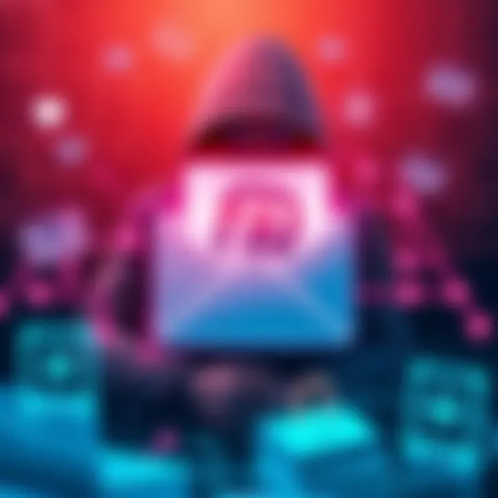 Graphic showing a hacker accessing an FBI Director's email with cyber symbols around