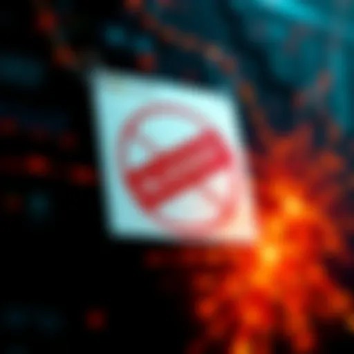 A graphic showing a blocked email notification with Microsoft branding and concerns about data privacy.