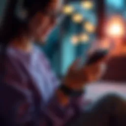 A person engages with a digital platform on their phone, expressing emotions and seeking support for mental health management.