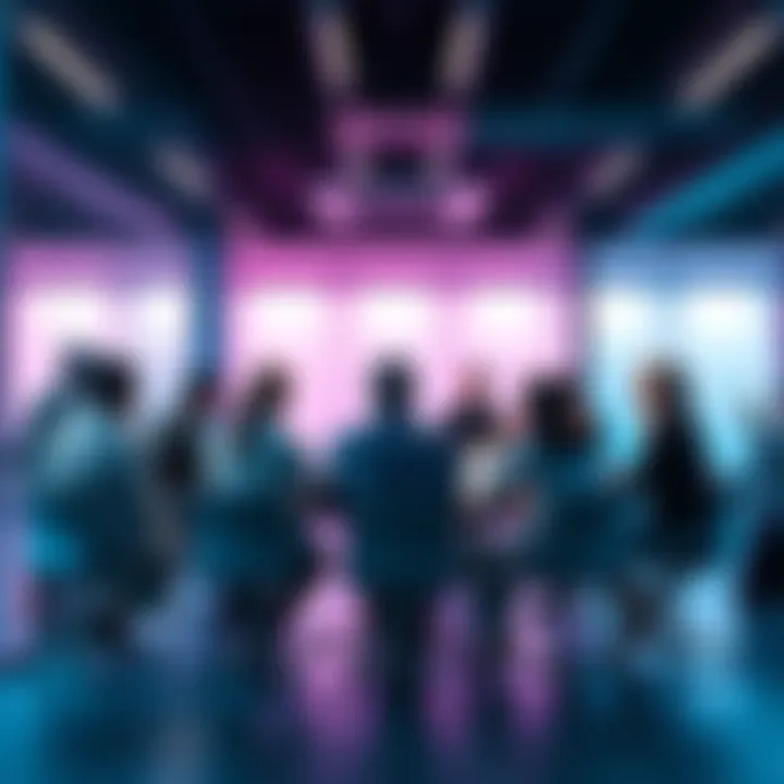 Group of employees in a meeting room discussing the impact of layoffs on innovation