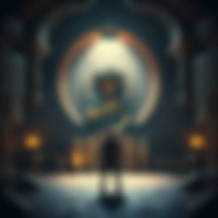 A person stands before Mummadonna, the Mummy Queen, in a dimly lit tomb filled with ancient artifacts.