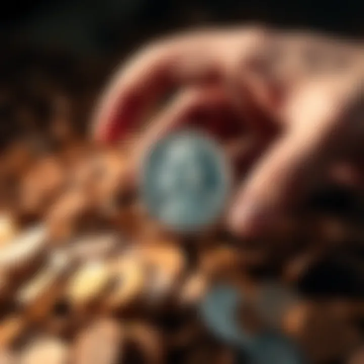 A pile of pennies with a hand holding a nickel, symbolizing the potential future of US currency changes.