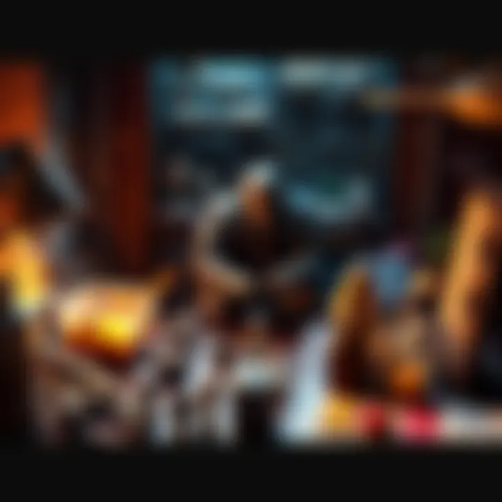 A player character crafting gear at a workstation surrounded by materials, illustrating the debate between crafting and boss drops in MMOs.