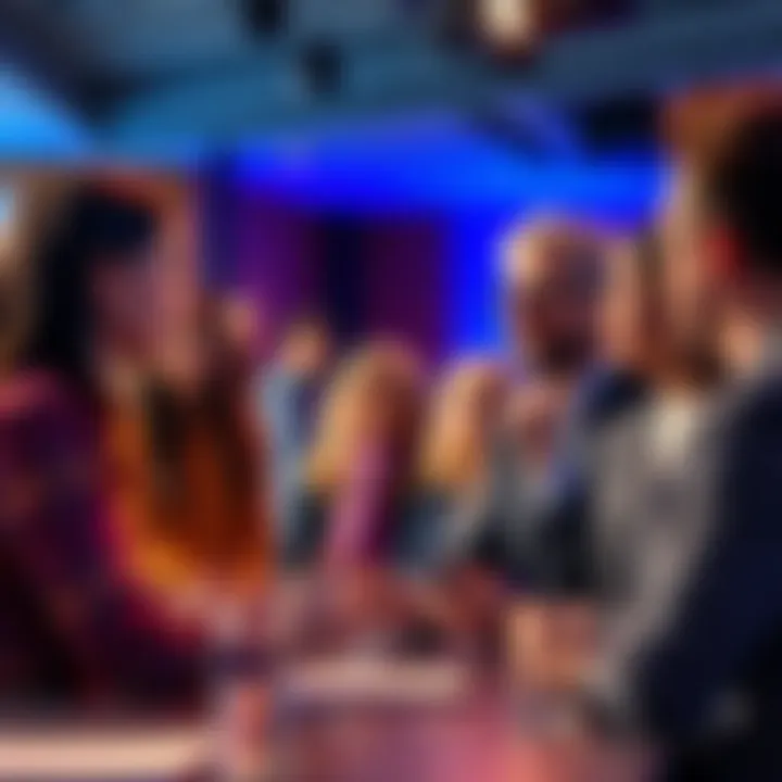 A group of people engaged in a lively discussion, sharing different views confidently in a debate setting.