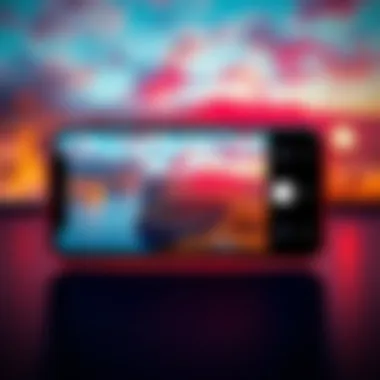 A smartphone displaying a vibrant and detailed image showing a scenic view, highlighting the clarity and realism of the new IPhone V1.1 - Qwen-Image LoRA feature