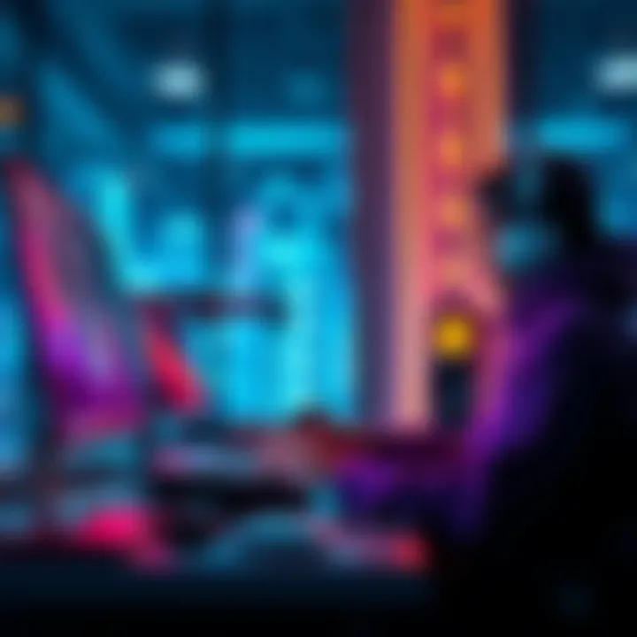 A designer working on a Flux project, using digital tools to create realistic designs with colors and textures.