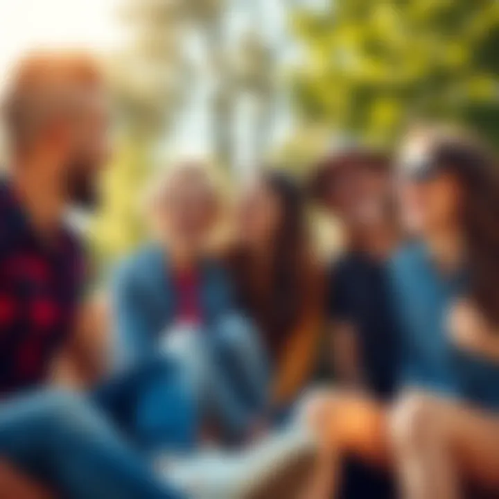 A group of friends laughing and enjoying a sunny day in a park, capturing the joy of the moment.