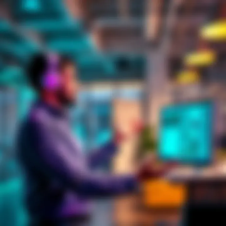 Local entrepreneur demonstrating AI automation service to real estate agents in an office setting