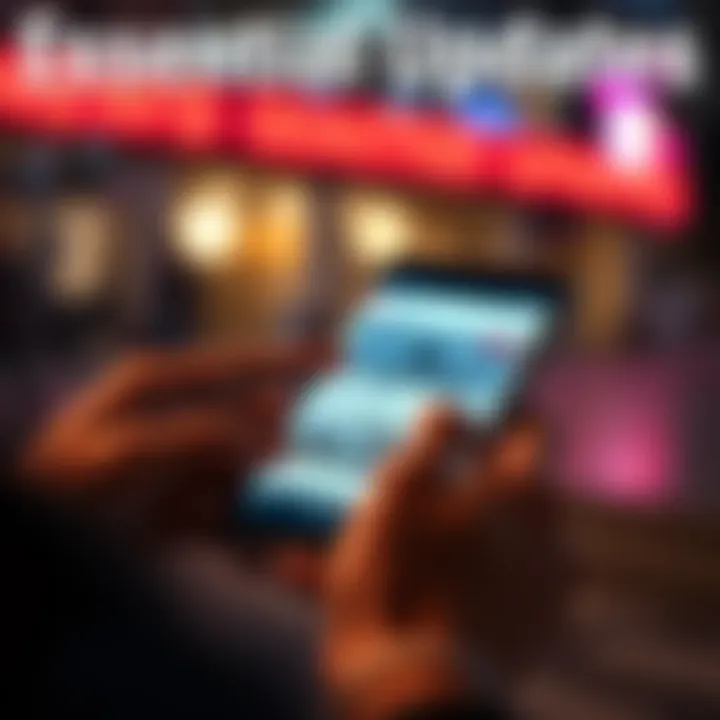 A person reading the news on a smartphone with alerts visible on the screen