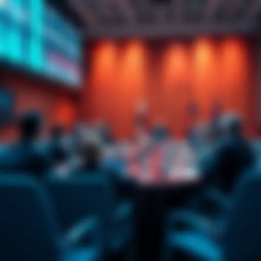 Officials discussing economic reforms and policies at a meeting in a conference room