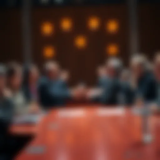 European Union lawmakers celebrating the finalization of the Artificial Intelligence Act, symbolizing progress in technology regulation.