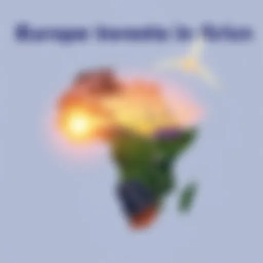 A graphic showing renewable energy sources in Africa, highlighting solar panels and wind turbines with a map of Africa in the background.