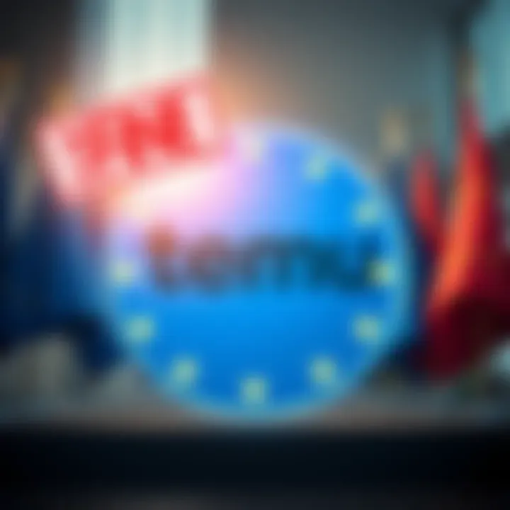 A graphic showing a large fine imposed on the Temu logo, indicating illegal and unsafe product listings, with European Union flags in the background.