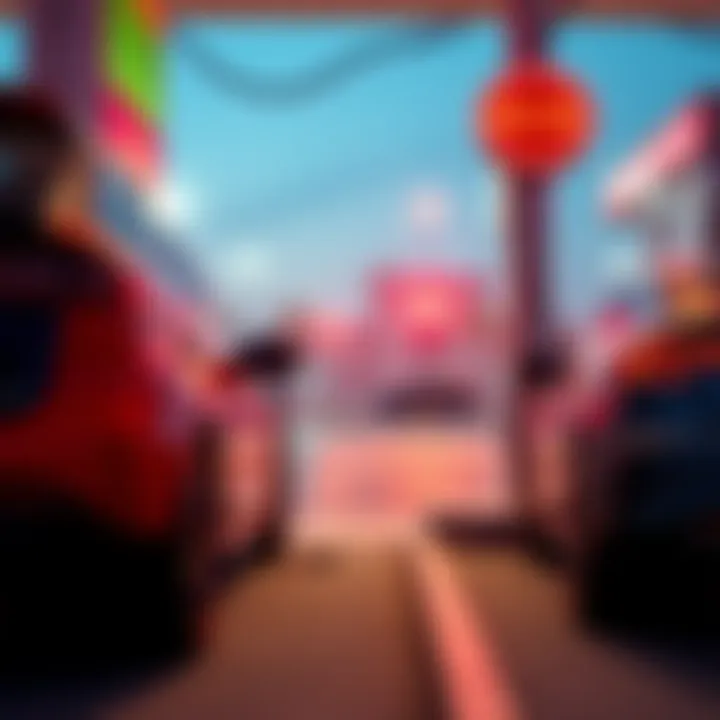 Electric vehicle charging at a station with rising gas prices displayed nearby