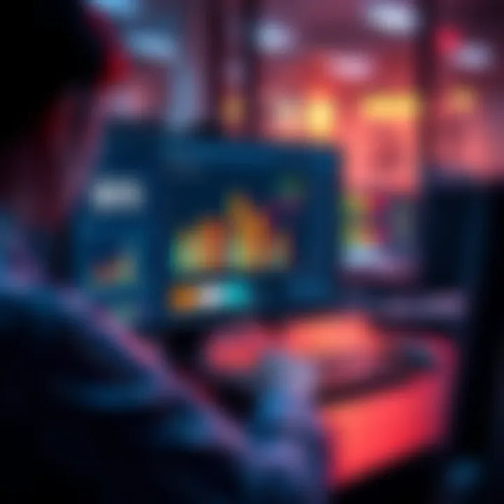 A person using a computer to evaluate AI video prompts with a tool, displaying different scoring metrics on the screen.