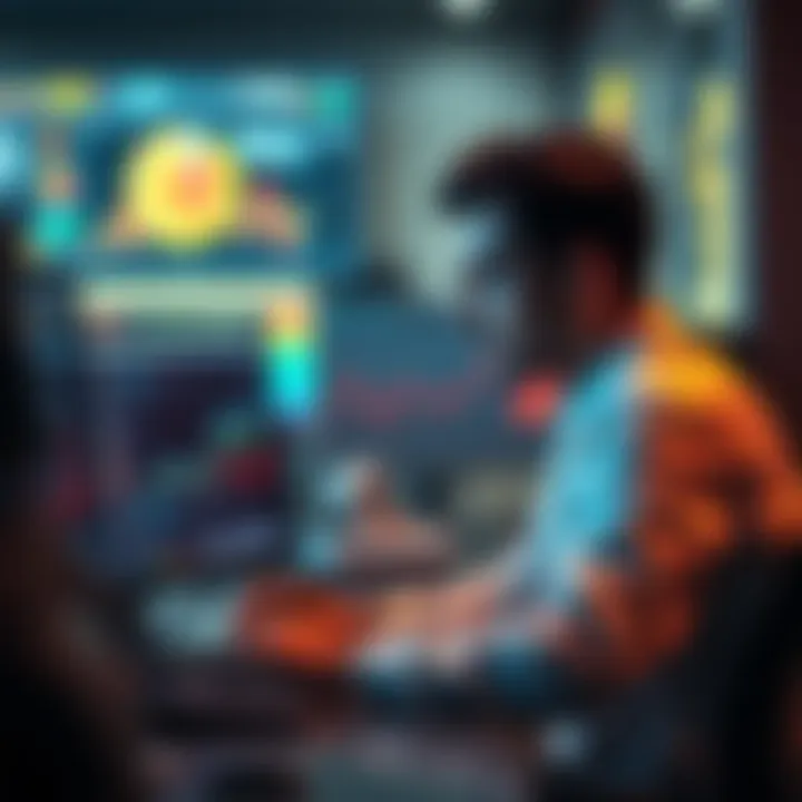 A person analyzing data on a computer, emphasizing the role of evaluation engineering in tech.