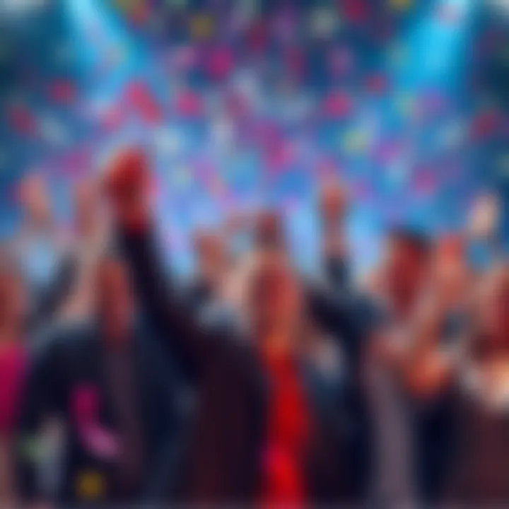 People celebrating a major announcement with confetti and smiles