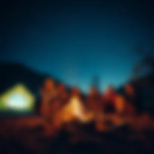 A group of friends gathered around a campfire, sharing stories and laughing under the stars, embodying thrill and camaraderie.