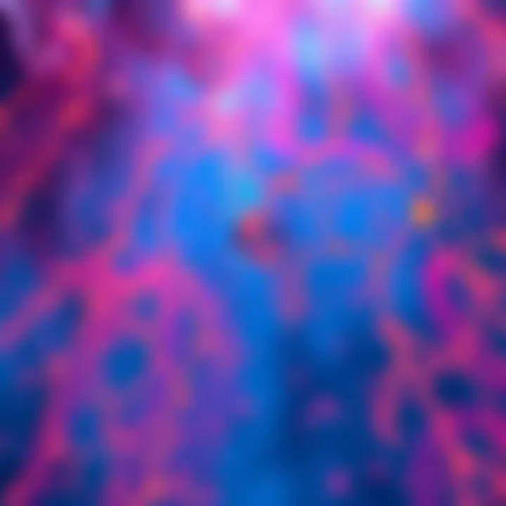 A screenshot displaying the exclusion blending mode applied to layers in After Effects, showing vibrant color contrasts and textures.