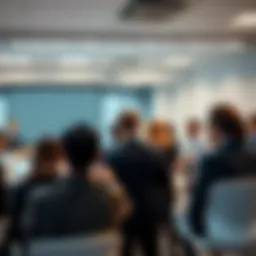 Group of business professionals in a workshop learning about AI leadership skills