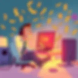 A funny cartoon showing a person at a computer with dollar bills flying around, representing the high costs of AI usage
