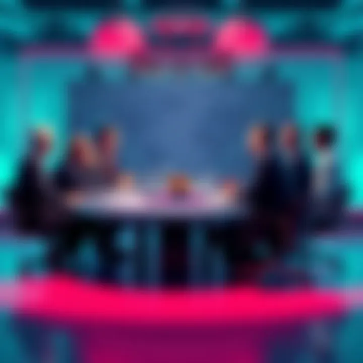 A diverse group of experts at a round table discussing Thermodynamic Taxation and the impact of automation on income support systems.