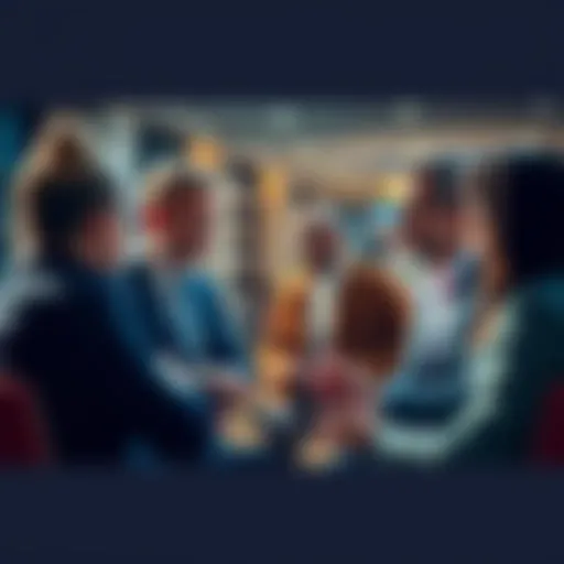 A group of professionals from different fields engaged in conversation, sharing ideas and strategies