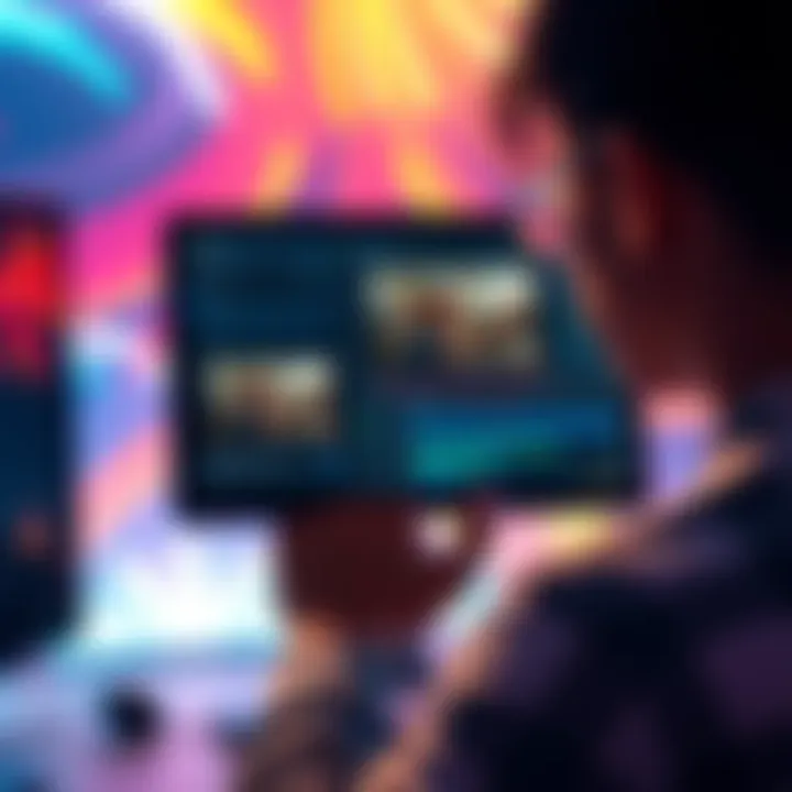 A person looking at a computer screen displaying Sora's interface with various editing features highlighted