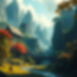 A vibrant scene showcasing an alternate Middle-Earth filled with lush landscapes and unique creatures, inviting contributions from fans.